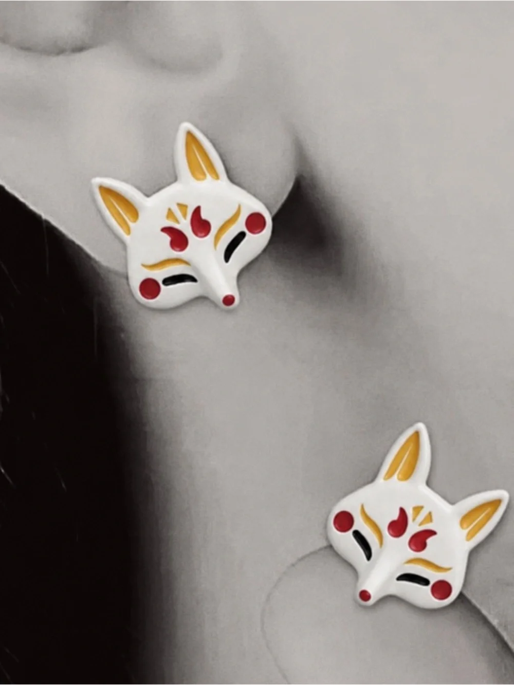 “Kitsune” Japanese Trickster Fox Supernatural Spirit Folklore Magic Kawaii Studs